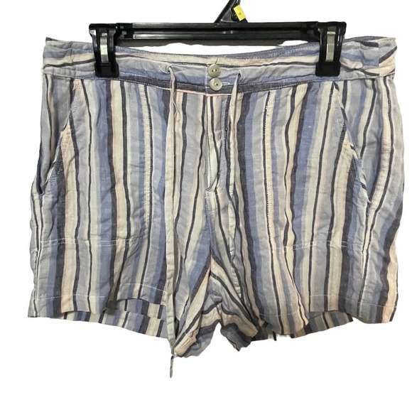 Artisan NY 100% Linen Striped Shorts w/Drawstring - Picture 1 of 6